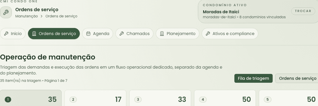 Recorte da subnavegação do módulo com as ações e seções corretas para a tarefa